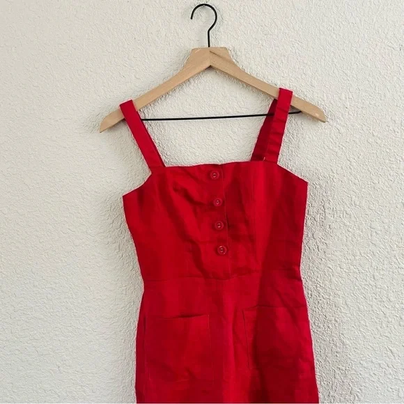 STAUD Bay Cropped Red Jumpsuit - Picture 4 of 15